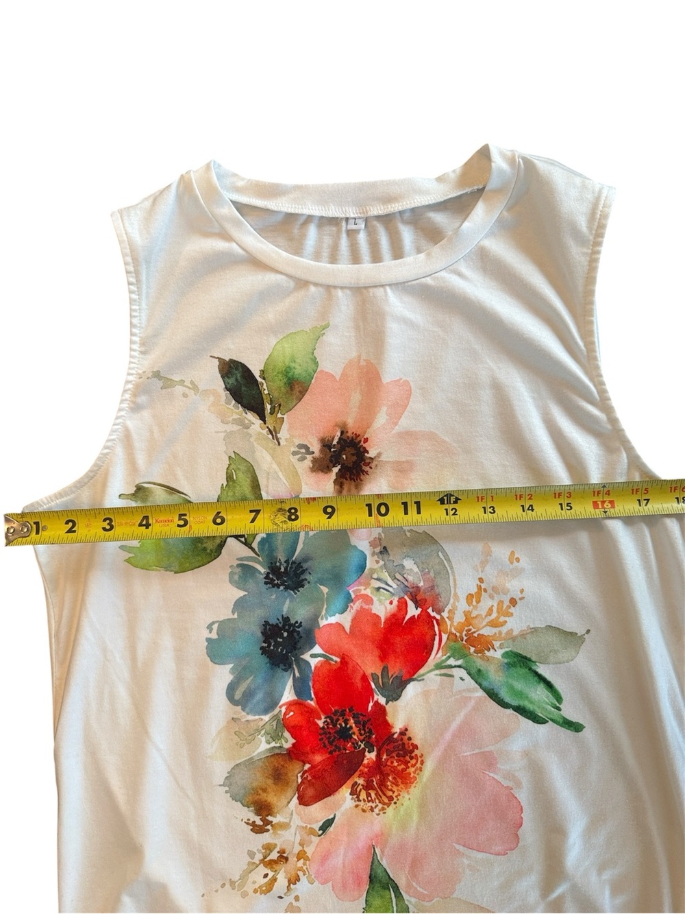 White Floral Sleeveless Tank Top - Picture 3 of 3